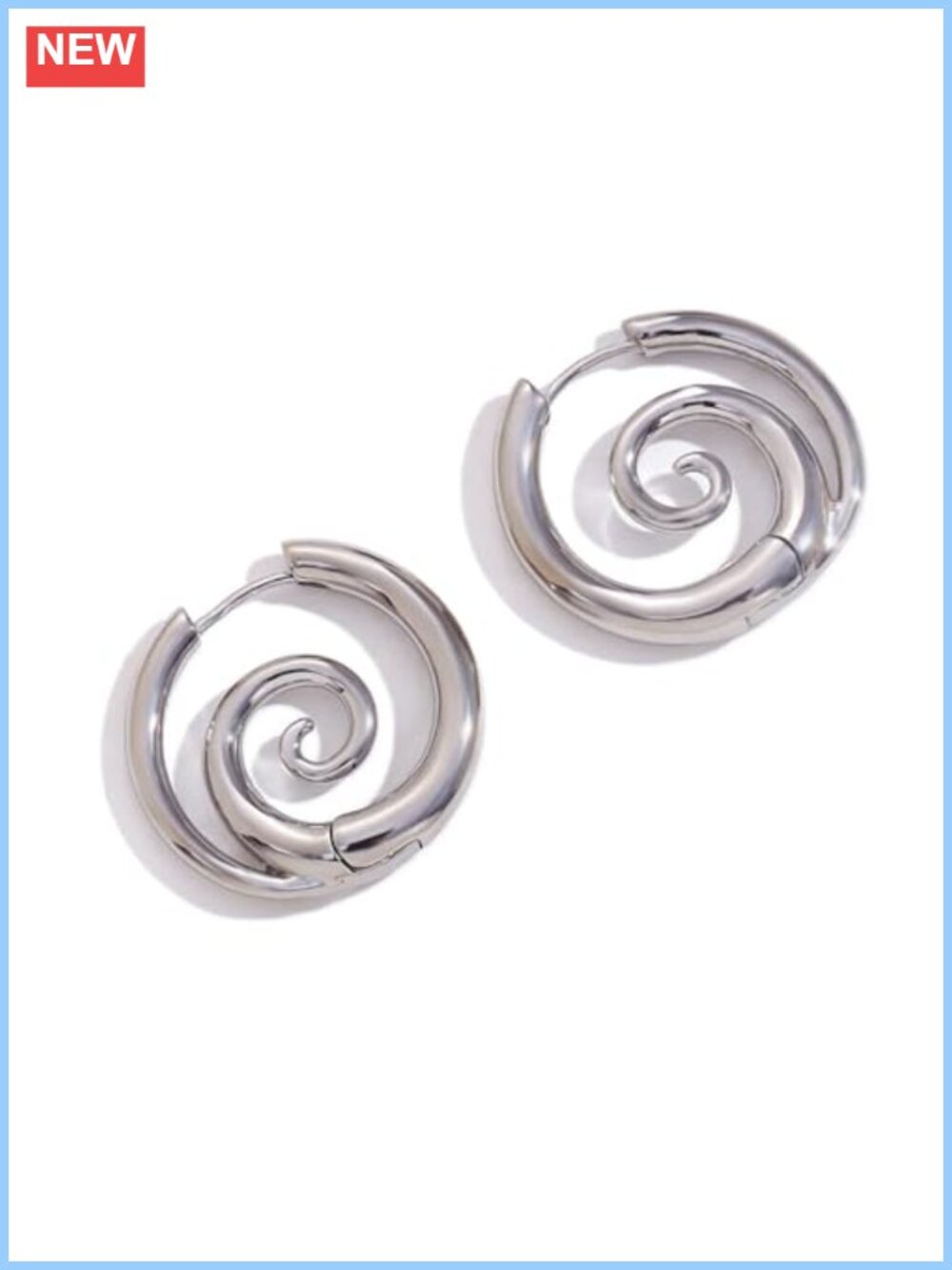 18K Gold Plated Stainless Steel Sea Wave Spiral Hoop Earrings Huggie